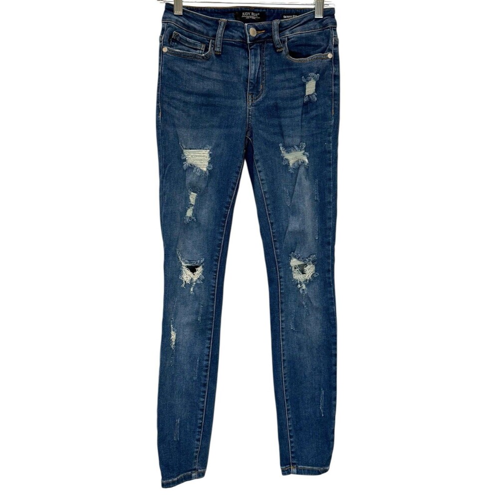 Judy Blue Women’s Size 3/26 Skinny Fit Blue Jeans Distressed Denim Stretch